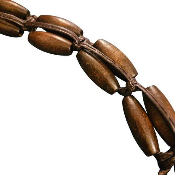 Leather Wooden Beaded Belt‎ One Size Bohemian Hippie Boho - Picture 3 of 5